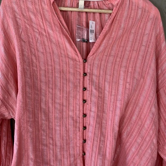 Pilcro Pink Long Sleeve Button Down Blouse - Picture 10 of 11